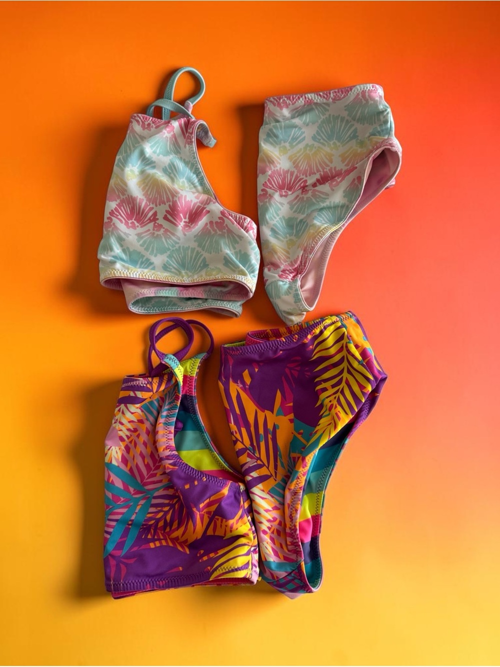 EUC! Lot of 2 Girls L.L. Bean Reversible Two Piece Bikini Sets